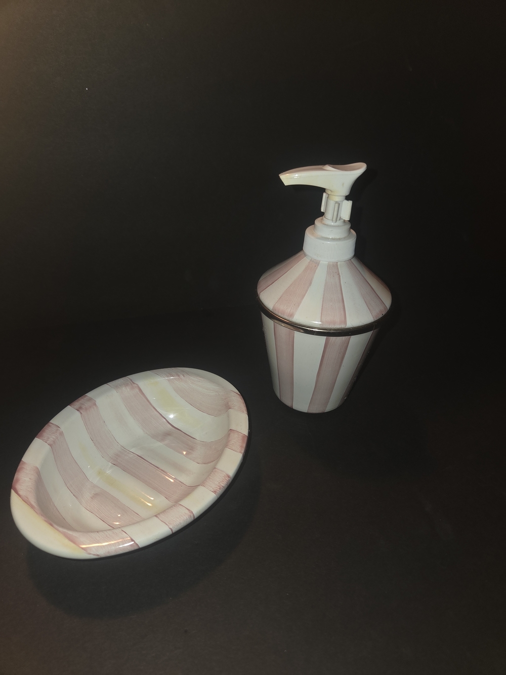 Mackenzie Childs Bathing Hut Soap Dispenser And Soap Dish